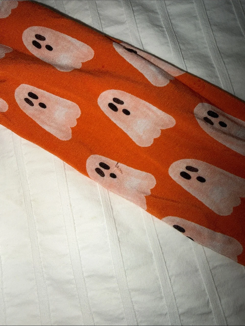 Little Pajama Co. Orange Ghost Halloween Print Bamboo Pajama Set